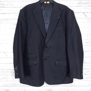 Lanzino Mens Sport Coat XL Black Colorful Stitching 220A